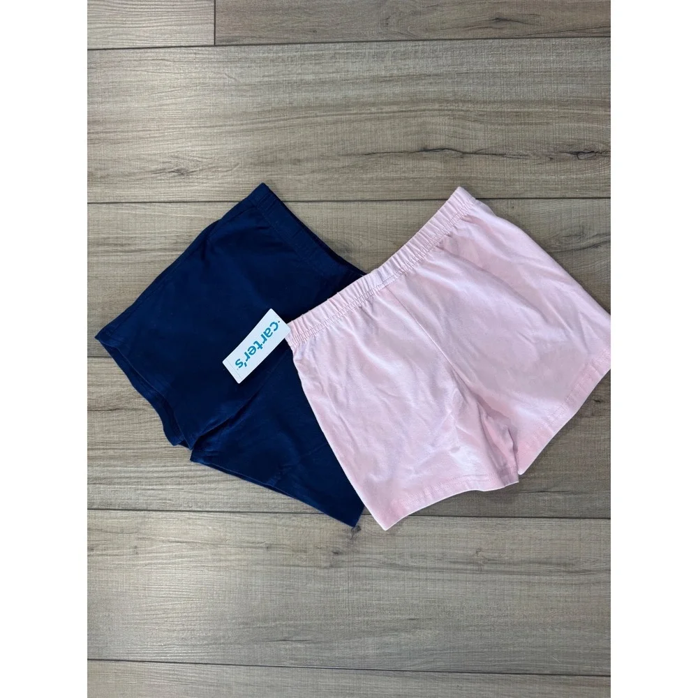 Carter's 2-Pack Biker Shorts Girls Size 7 Navy Pink‎ Elastic Waist Active Spring